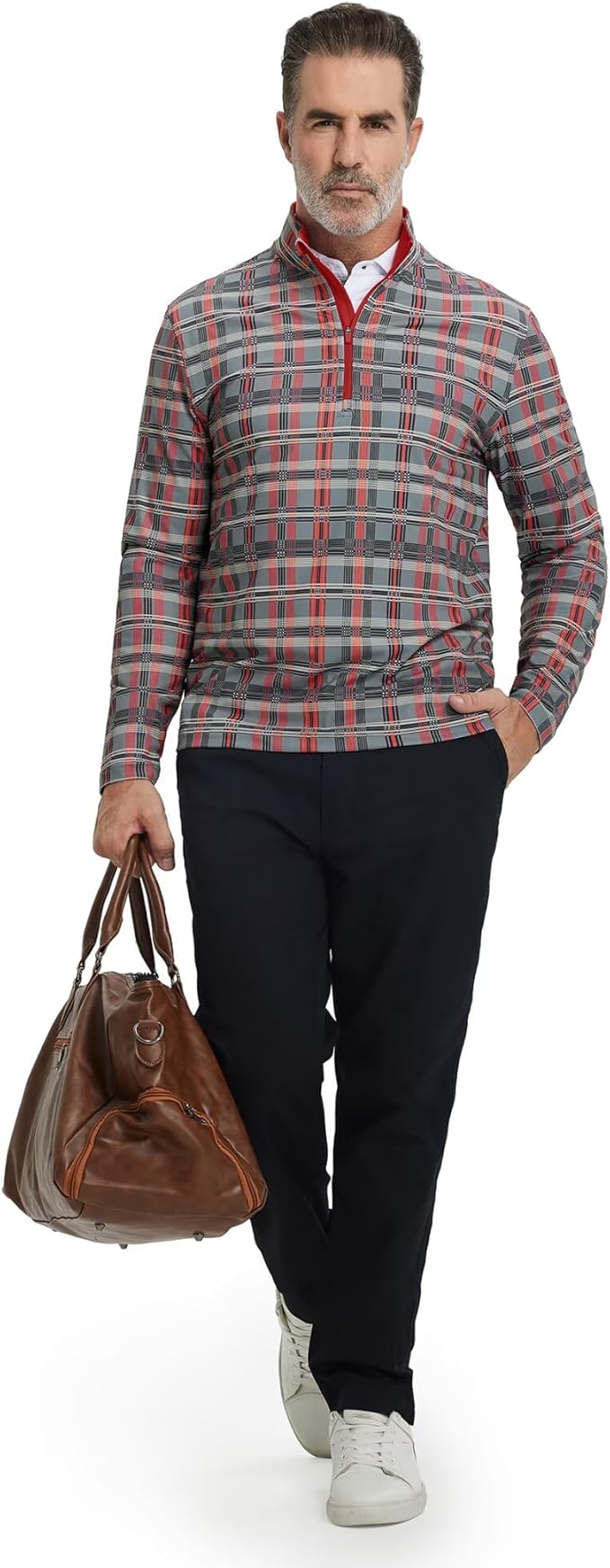 M MAELREG Quarter Zip Golf Pullover Men Dry Fit Long Sleeve Performance Wicking 1/4 Zip Full Print Pullover Mens Sweatshirt