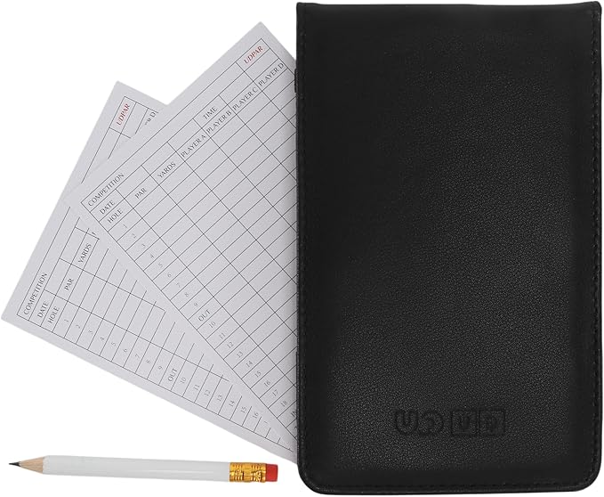 Golf Scorecard Holder & Yardage Book Cover – Premium Vegan Leather Golf Organizer, Slim Pocket Design with Elastic Strap for 4.5"x7" Cards, Bonus Pencil and Scorecards, for Golfers