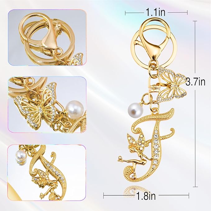 Initial Keychain Bag Charm Women Purse Charms for Handbags Accessories Charm for Wallet Butterfly Pendant for Girls