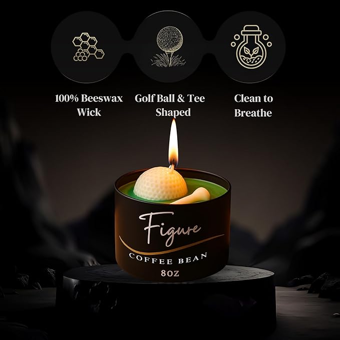 All-Natural Golf Candle – Coffee Bean Scent | Hand-Poured in The USA | Beeswax & Soy Wax | Non-Toxic | 100% Beeswax Wick | Premium Gift Box | Candle Gifts for Men & Women