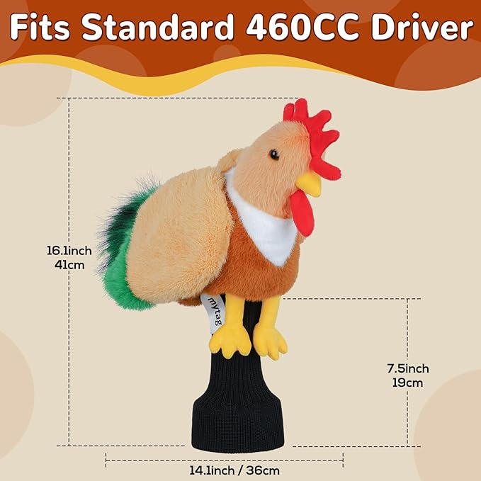 mytag Driver Head Cover, Ultra Premium Plush | Funny Driver Headcover, Tour Quality Golf Club Cover Long Sock Protect