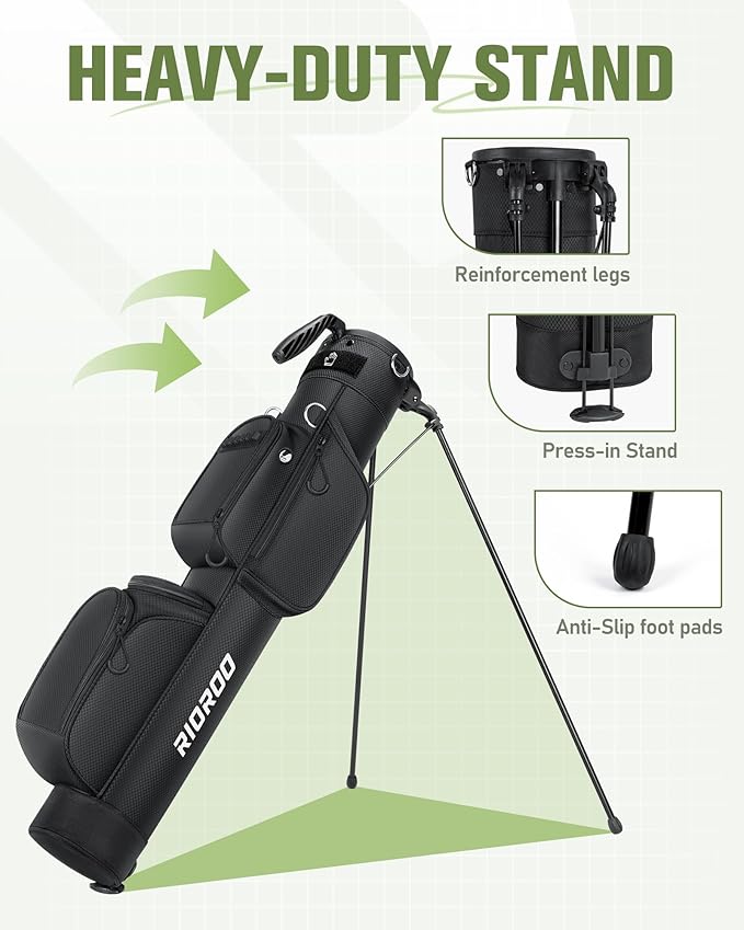 Golf Stand Bag, 3 Way Lightweight Par 3 Golf Bag Dividers Fits Up to 9 Clubs, Easy to Carry Pitch n Putt Golf Bag for Driving Range and Executive Courses