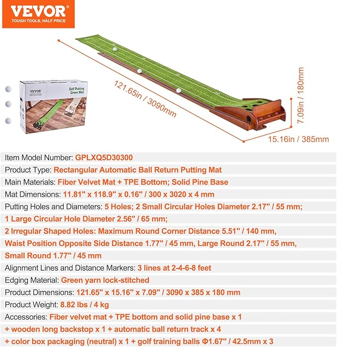 VEVOR Golf Putting Mat, Putting Green Indoor, Putting Matt for Indoors, Sports Spin n Putt Golf Game, Perfect Practice Putting Mat, Golf Putting Mats Practice Auto-Ball Return