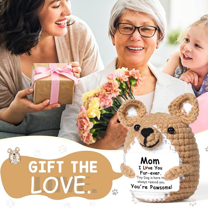 AICase Funny Dog Gifts for Mom from Daughter Son, Mothers Day Birthday I Love You Handmade Crochet Christmas Cute Small Things Stuff Presents for Women Corgi Lovers Easter Mama Mother in Law
