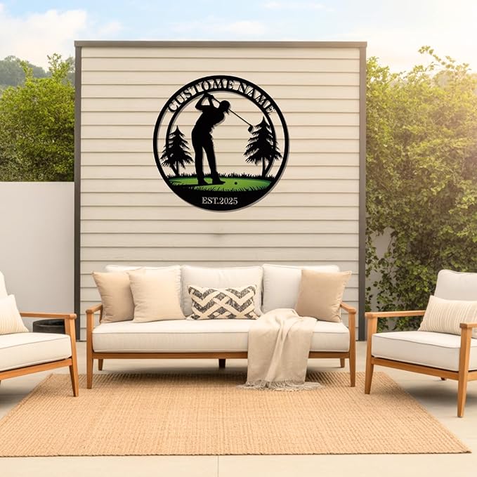Personalized Golf Metal Wall Art, Vintage Golf Wall Decor, Custom Signs Outdoor Metal, 19th Hole Home Decor for Man Cave Garage Bar Club, Personalized Gifts for Men Dad Father