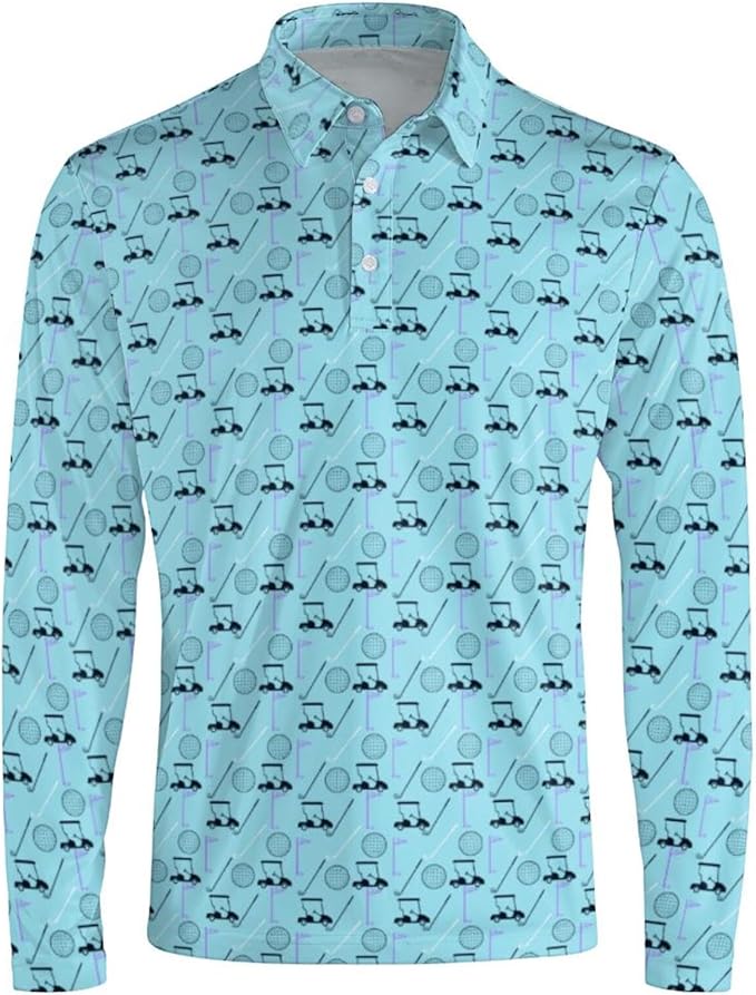Men's Long Sleeve Golf Shirt Quick Dry 3 Button Work Fishing Outdoor Casual Collar Shirt