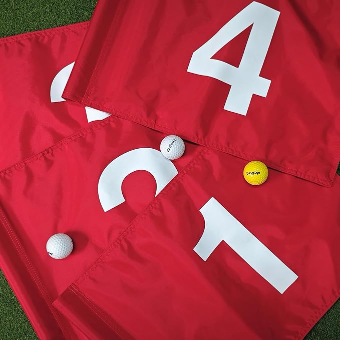 KINGTOP Numbered Golf Flag 20x14 Inch - 420D Dual-layer Nylon, Double Sided Printed, Tube Inserted - Standard Putting Green Flags for Backyard Practice, Golf Courses, Country Club, #1-4