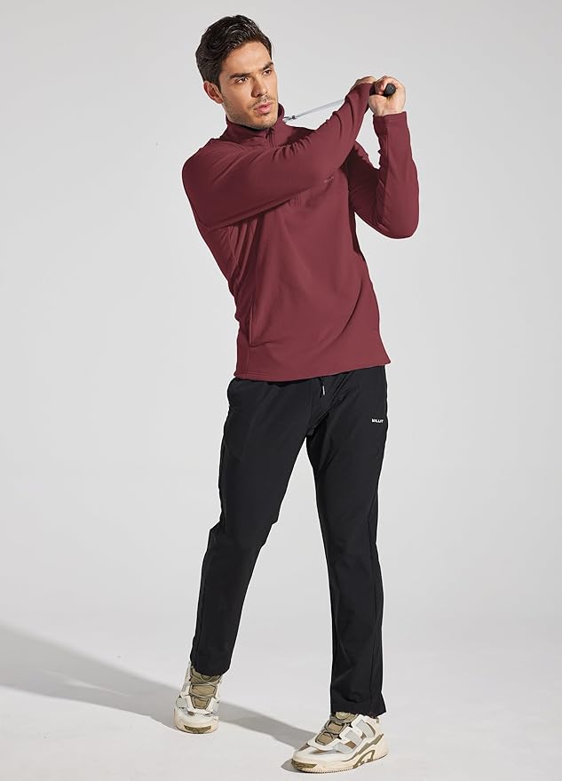 Willit Men's Winter Shirts Fleece Pullover with Pocket Quarter Zip Cold Weather Golf Hiking Casual Warm Shirts Long Sleeve