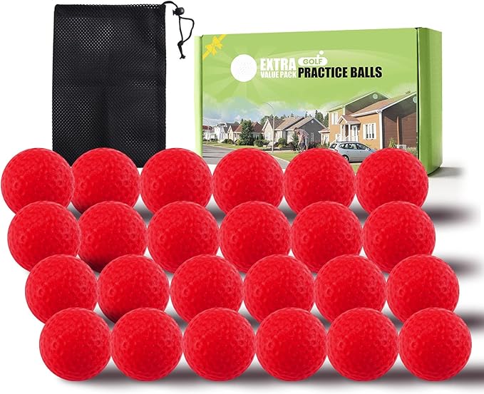 FINGER TEN Golf Practice Balls Foam Colored Value 12 24 50 Pack, Lightweight Golf Ball Limited Flight for Indoor Outdoor Driving Range Backyard Training Safe Practice Good Value