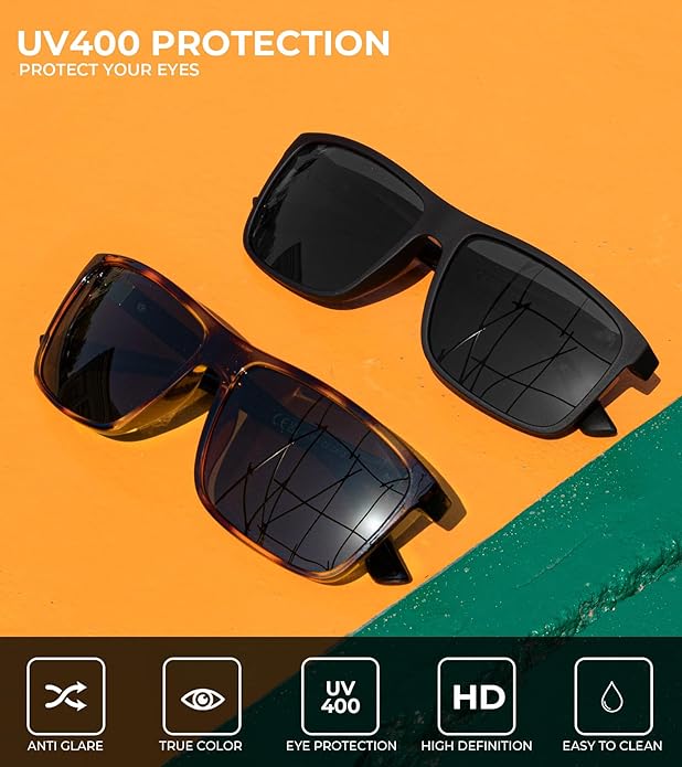 KALIYADI Polarized Sunglasses for Men and Women, Mens Sun Glasses with UV Protection for Driving Fishing Golf (3 Packs)