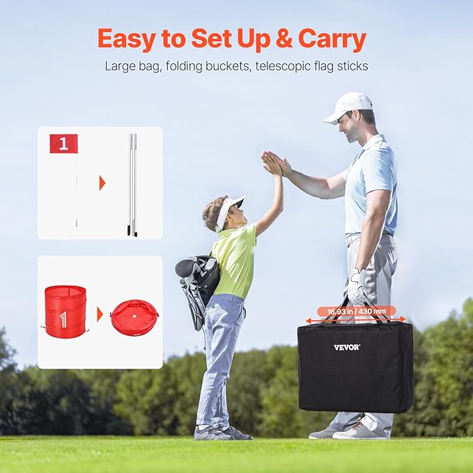 VEVOR Backyard Golf Game, 6 Hole Golf Course, Golf Practice Games, Golf Chipping Game for Family, Adults and Kids, Portable Outdoor Yard Golf Game for Lawn, Yard, Camping, Park, Beach