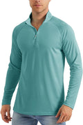 MAGCOMSEN Men's Long Sleeve Sun Shirts UPF 50+ Tees 1/4 Zip Up Fishing Running Rash Guard T-Shirts Outdoor Shirt