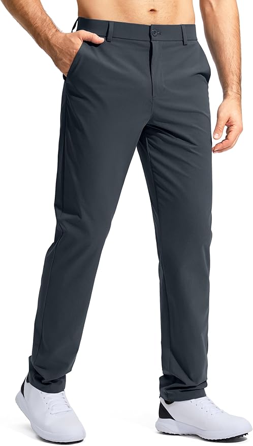 Pudolla Men's Golf Pants Stretch Work Dress Comfy Pants 30"/32"/34" Lightweight Quick Dry Casual Slacks Trousers with Pockets