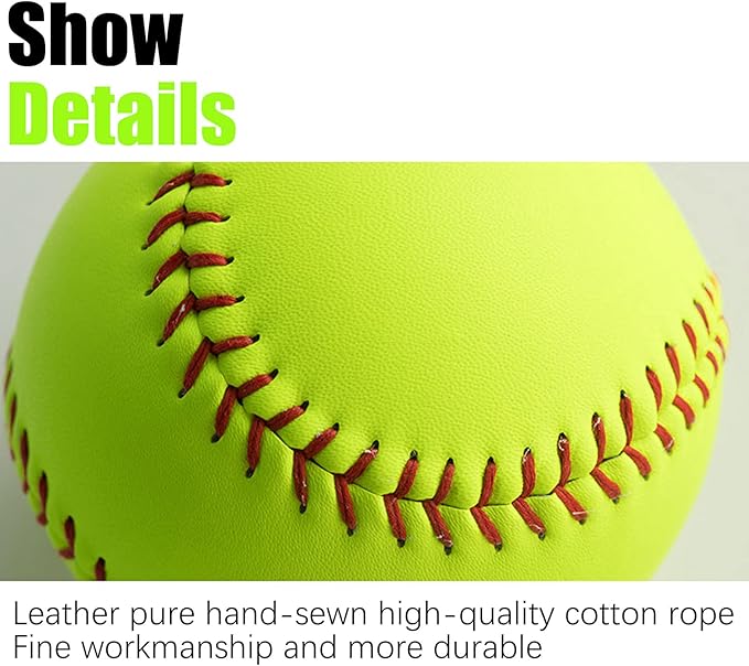 GKK Softballs 4 Pack Sports Practice Softballs 12 Inch Slow Pitch Official Size and Weight Softball Autograph Softball Training Ball for Games, Soft Toss, Batting, Fielding, Hitting, Pitching
