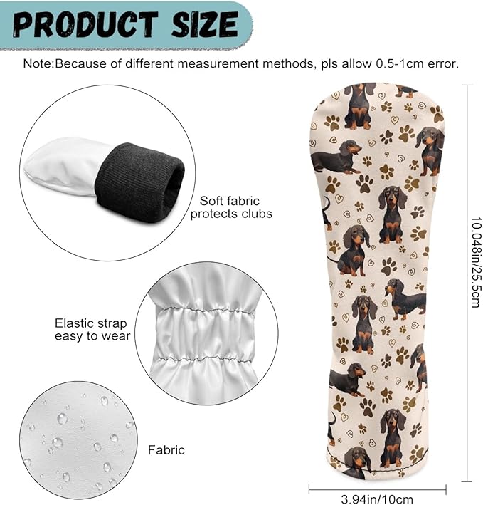 Golf Club Head Covers for Club Protective, Waterproof PU Leather Driver Fairway Wood Hybrid Head Cover