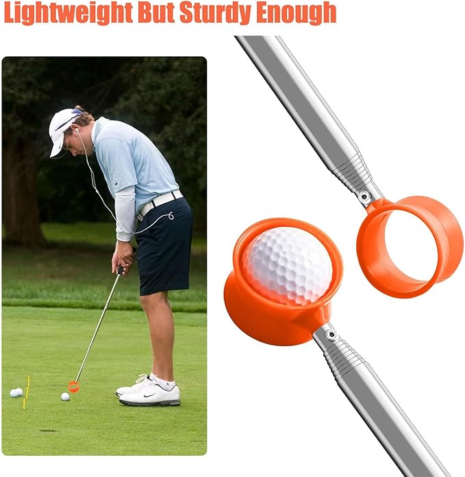 Golf Ball Retriever Telescopic, 12Ft Aluminum Alloy Golf Ball Retriever for Water, Ball Retriever Tool Golf Ball Grabber, Telescopic | Two-Sided | Easy Grab Ball | Golf Gifts for Men & Golfers