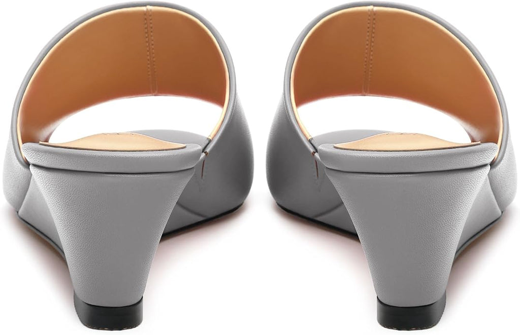 Wedge Sandals for Women Open Toe Wedge Heels Womens Matte High Heel Sandal Round Toe Heeled Wedge Sandals Slip on Casual shoes 2 inch