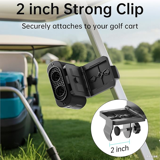 Rechargeable Golf Cart Fan, 14500mAh Battery Powered, 35Hrs Cooling, 5 Powerful Speed & LED Lantern, Dual Head Strong Clip Compatible with EZGO Club Car Yamaha, Golf Cart Push Cart Accessories