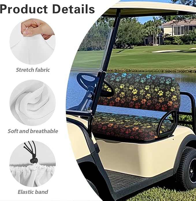 Golf Cart Seat Covers, Universal Fit & Nonskid Bottom Fits for Club Car 2 Person Seats Golf Carts