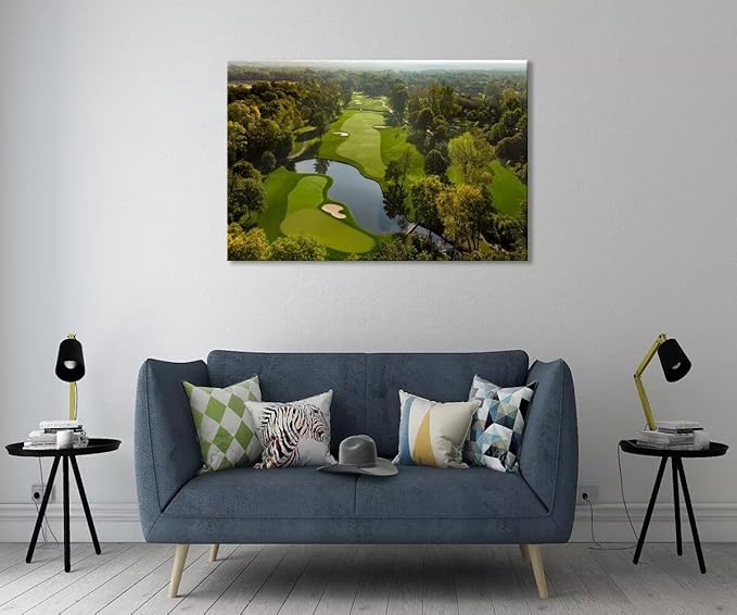 chenchenArt USA Ohio Golf Course Wall Art for Office Living Room Bedroom Home Decorations Ohio Golf Course Picture Poster Canvas Prints Modern Artwork Framed Ready to Hang(12''H x 16''W)
