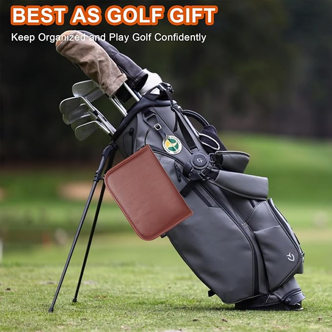 Golf Accessories Kit, Golf Stuff Set with Leather Case, Golf Balls, Golf Tees, Golf Brushes, Rangefinder, Scorer, Ball Marker, Golf Clips, Golf Divot Tool, Golf Gifts for Men Women Golfers