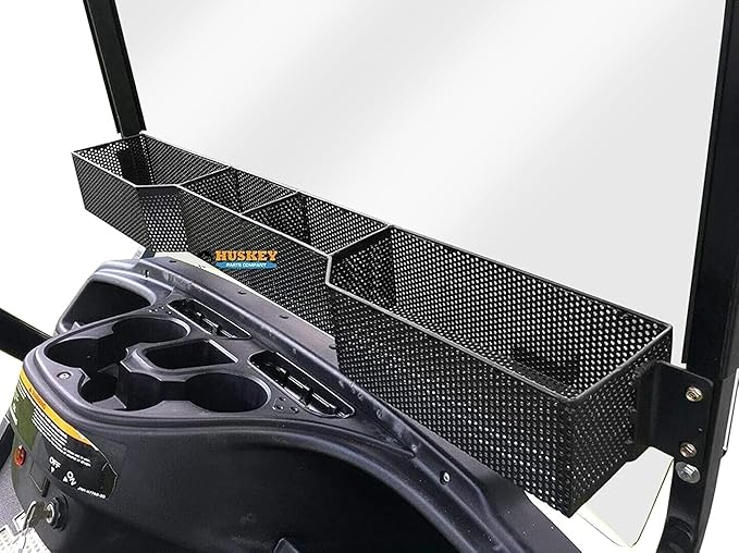 Huskey Golf Cart Front Basket Storage Basket Dash Basket Compatible W/EZGO TXT/RXV,Club Car DS (2000.5+) Precedent/Tempo/Onward,Yamaha G29 Drive2 2007+ One Piece Solid Design & Larger Compartments
