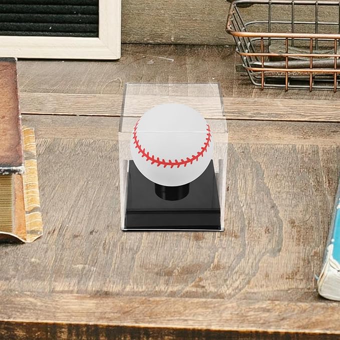 2pcs Baseball Autograph Box: Transparent Acrylic Ball Display Stand for Sports - Memorabilia Holder Cube - Clear Cube Protector for Golf Tennis Autographed Balls