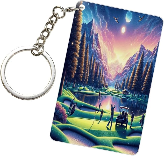 Golf Keychains Rectangular Acrylic Keychain Daily Key Ring Car Key Fob Holder 2X3 Inch