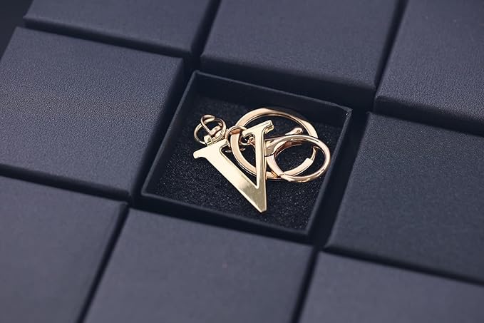 LAXPICOL Gold Letter A-Z Keychain for Women Bag Charms Purse Charms For Handbags Metal Alphabet Initial Letter Keychain