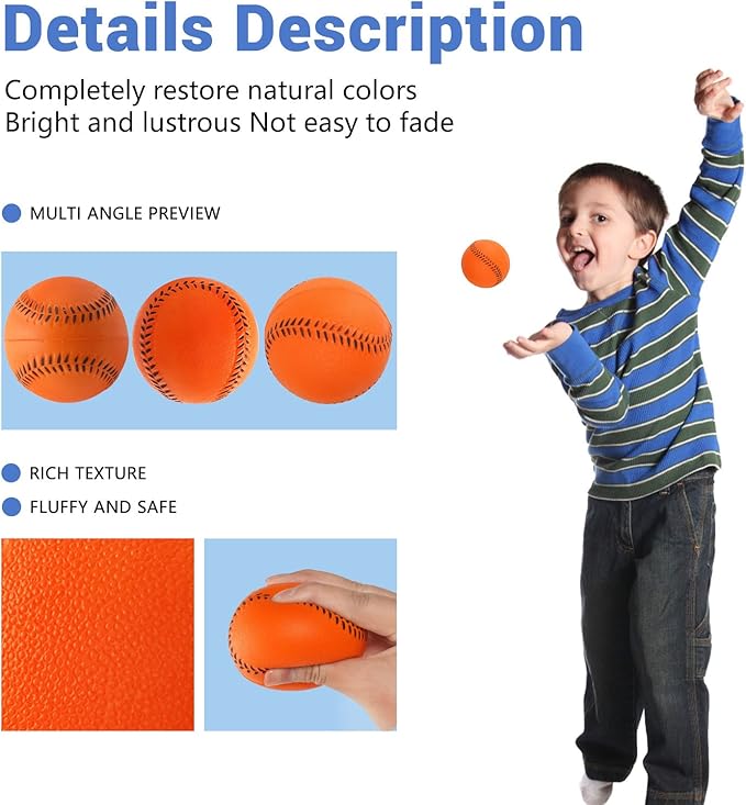 Soft Baseballs, Foam Training Baseball 12 Pack for Kids Regulation Size Foam Baseballs for Soft & Safe Throwing, Catching and Batting Practice