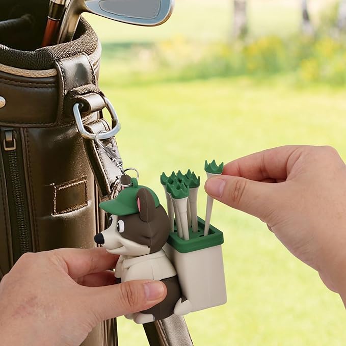 Dog Caddy Golf Tee Holder Bag Accessories, Including 8 Golf Ball Tees Creative Cute Puppy Holder Set for Women Men Golfers Attaching to Backpack Shoulder Bag Belt