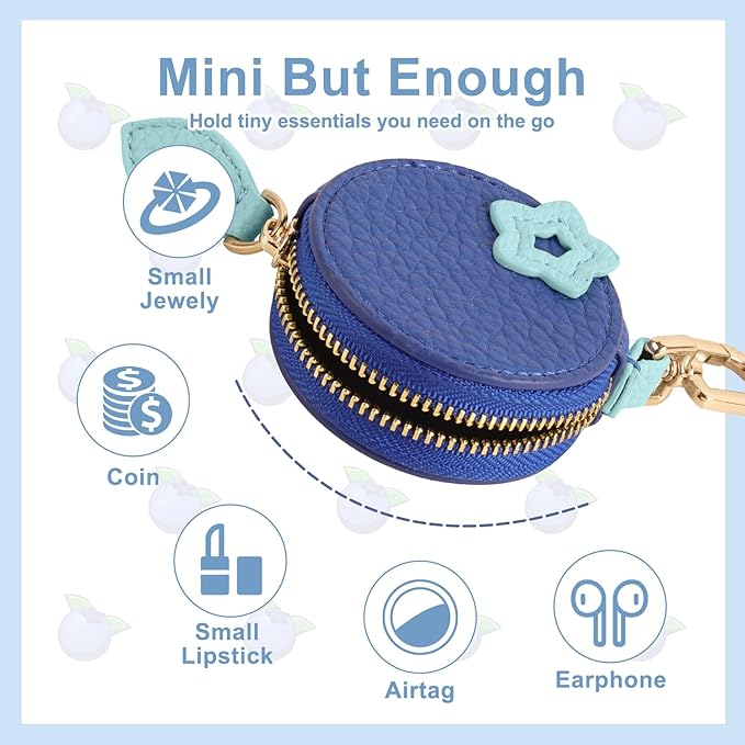 XSUIOY Orange Fruit Coin Purse Keychain Bag Charm, Mini Leather Coin Purse & Pouch Airtag Holder Keychain, Kawaii Bag Charms for Handbag, Tote, Keys, Airtag, Gifts for Girls & Women