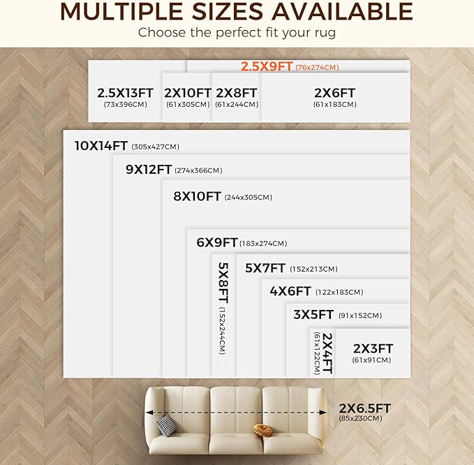 BAGAIL BASICS 2.5 x 9 FT Rug Pad Gripper for Hardwood Floors, Non Slip Rug Pads for Area Rugs, Extra Thick Under Rug Padding, Protect Your Rugs & Floors