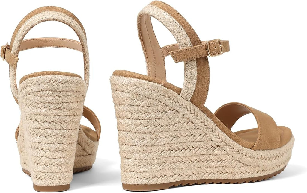 mikarka Women's Espadrille Wedge Sandals: Ankle Strap Platform Open Toe Wedges - Stylish High Heel Dressy Summer Wedges for Women, Inspired by Espadrilles