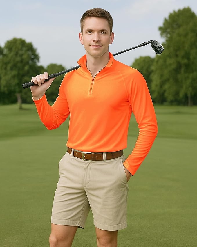 Boladeci Men's UPF 50+ Sun Shirts 1/4 Zip Long Sleeve SPF UV Protection Lightweight Quick Dry Quarter Zip Golf Shirts