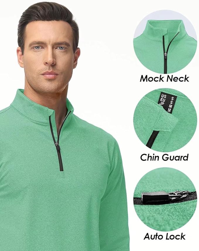 Boladeci Men's Quarter Zip Pullover Premium Fleece Lined Heather Long Sleeve Golf Shirts Midweight 1/4 Half Zip Sweatshirts