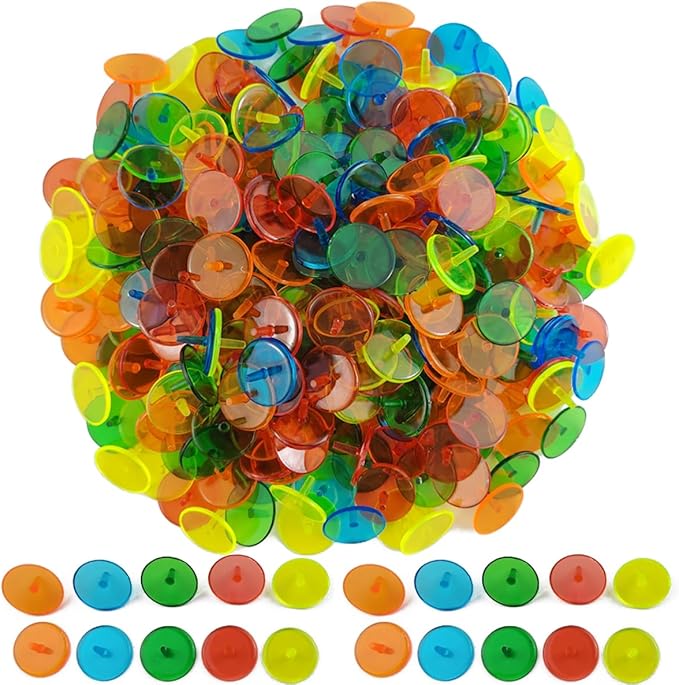 GXXMEI 200PCS Plastic Round Transparent Golf Ball Position Markers for Golf and Baseball (5 Color, 24mm)