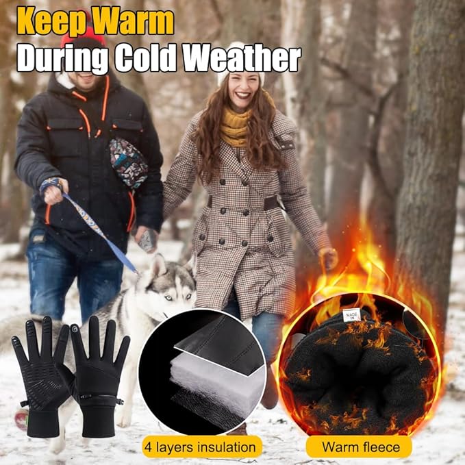 Winter Gloves for Men Women Waterproof Glove,Touchscreen Gloves Thermal Snow Gloves for Running Cycling Driving
