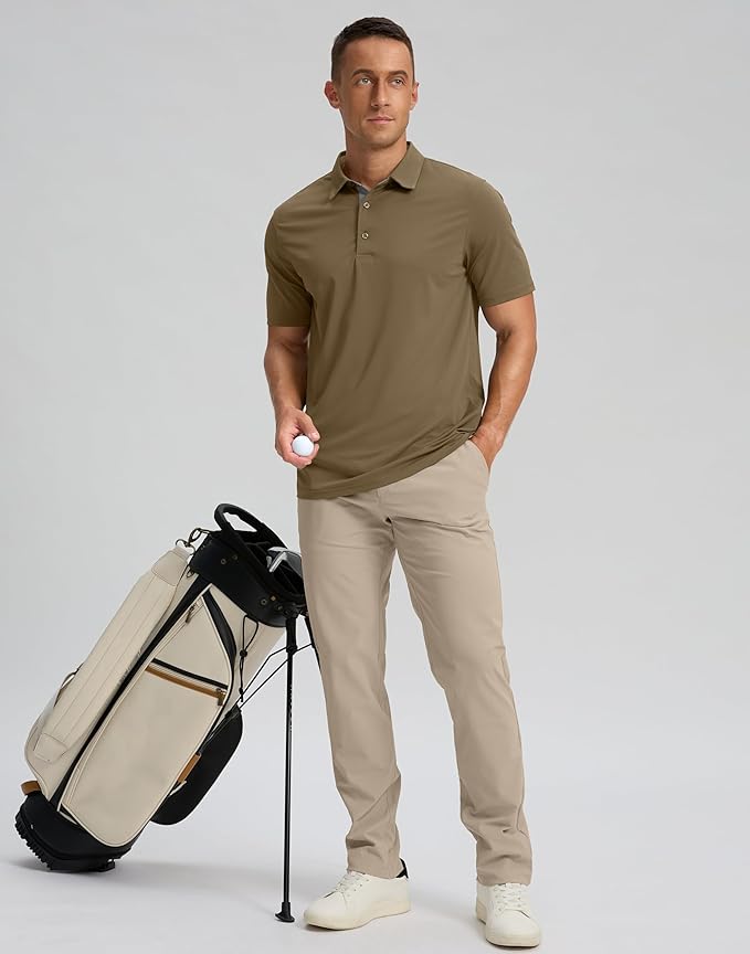 Men's Golf Shirts Dry Fit Moisture Wicking Performance Short Sleeve Collared Polo Shirts for Casual Athletic Business