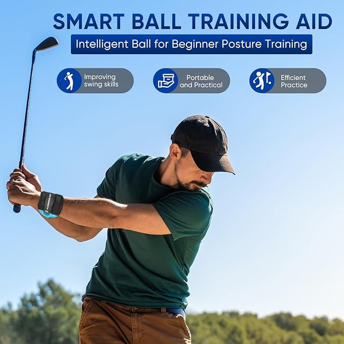 Golf Swing Trainer Ball, Smart Ball Golf Training Aid Golf Trainer Ball, Golf Swing Trainer - Practical Golf Training Equipment for Golf Intelligent Ball for Beginner, Golf Wrist Strap Training Ball