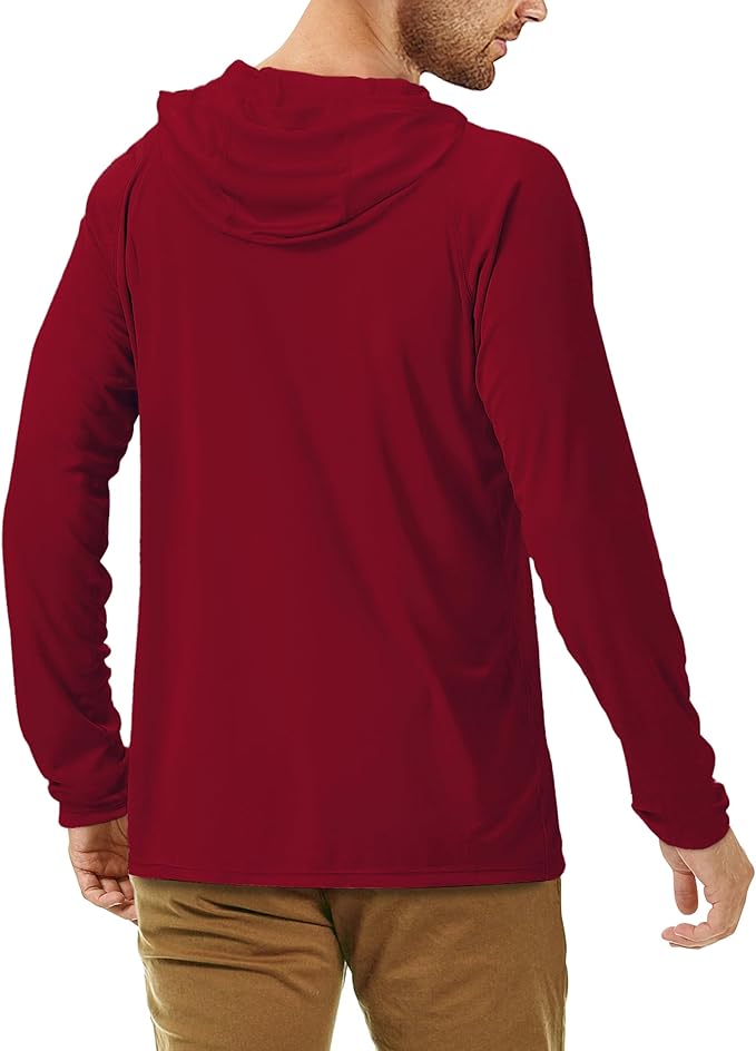 Roadbox UPF 50+ Fishing Shirts for Men, Long Sleeve UV Sun Protection Hoodie, Outdoor Hiking Running Swimming Rash Guard