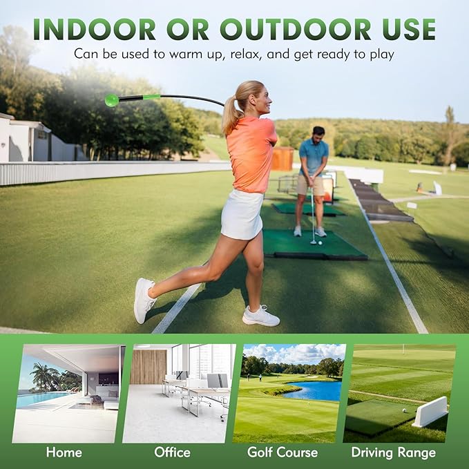 GYMAX Golf Swing Trainer, Warm-Up Stick with Grip Trainer for Rhythm, Balance, Tempo & Strength, Right Handed Swing Speed Training Aid, Weighted Golf Club for Indoor Practice