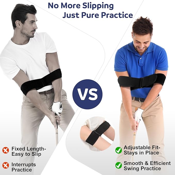 Soulchen 2 Pcs Adjustable Golf Swing Trainer Correcting Arm Band 2025 Innovative Golf Training Aid Fix Chicken Wing Enhance Muscle Memory for All Skill Levels for Right and Left Handed Size Fits Most