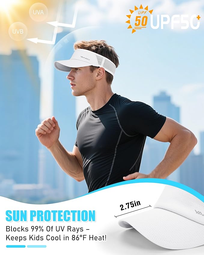 Sports Sun Visor Hats for Women Men Lightweight Breathable Cooling Stretchy Visors Foldable UPF 50+ for Running Tennis Golf
