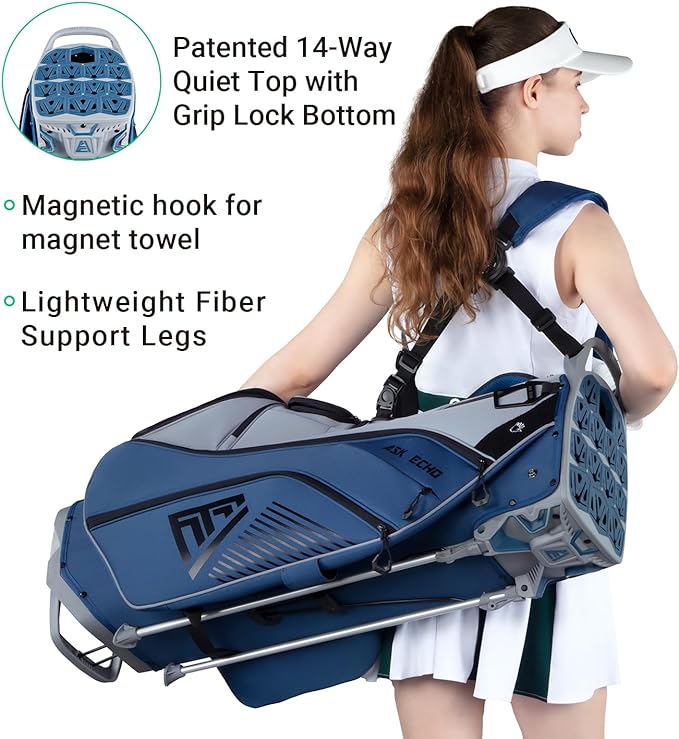 ASK ECHO ST-Lock Mecha 14 Way Dividers Quiet Hybrid Stand Bag for Men & Women