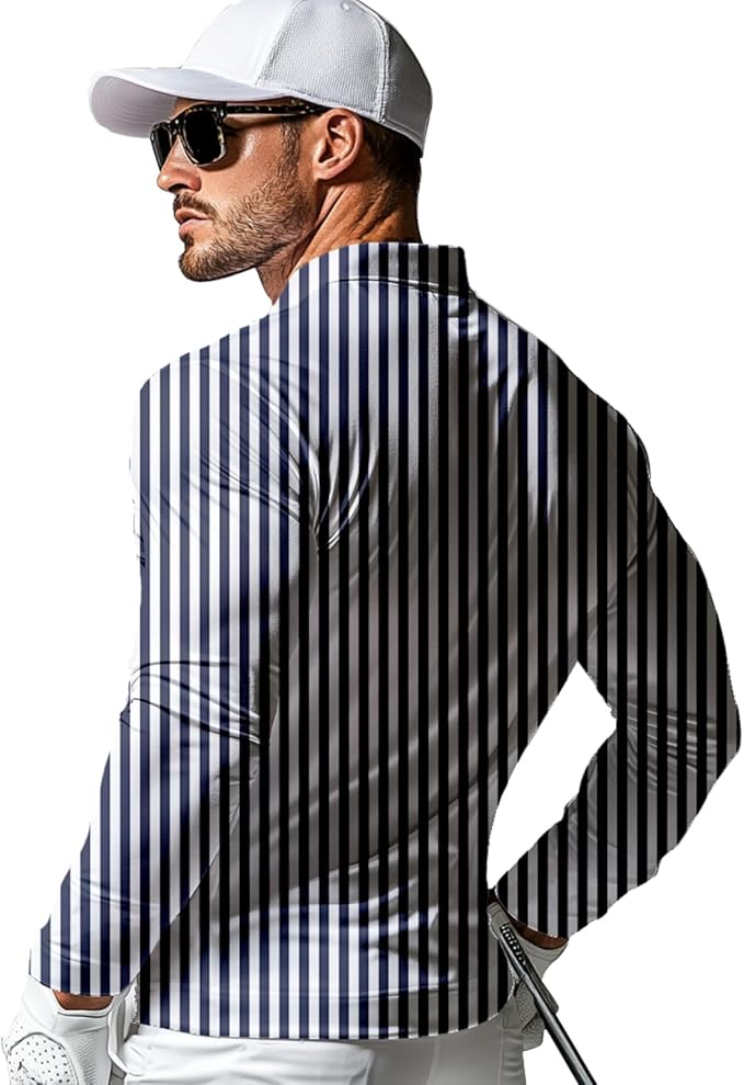 Men's Long Sleeve Golf Shirt Quick Dry 3 Button Work Fishing Outdoor Casual Collar Shirt