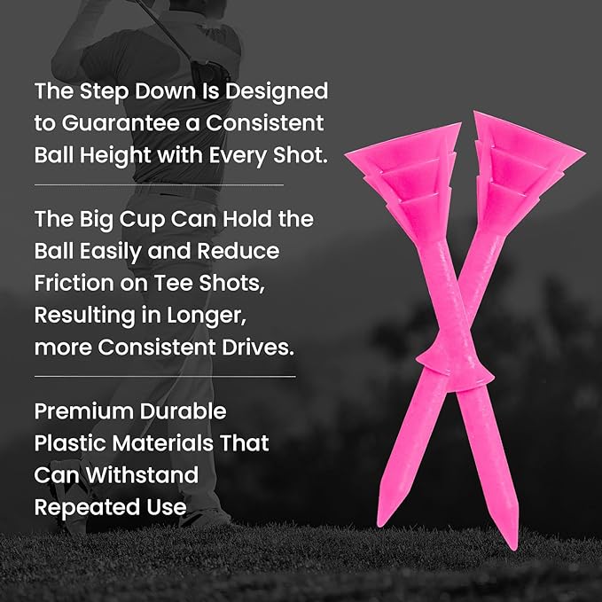 FINGER TEN Golf Tees Plastic Unbreakable 30 Tees 3 1/4 Inch and 20 More Short Tees 1 1/2 Inch with Black Golf Tee Bag, Easy to Find Value Gift Set