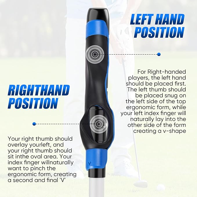 Golf Grip Trainer for Right & Left Hand, Swing Training Aid for Correct Hand Position, Anti-Slip Golf Grip Attachment, Muscle Memory Golf Practice Tool for Beginners & Pros