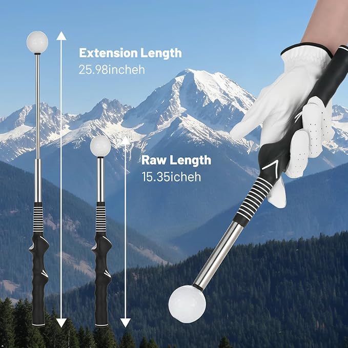 Retractable Golf Swing Training Aid，Suitable for Indoor and Outdoor Practice, with Click Feedback, Suitable for Right Hand, Very Suitable for Beginners to Learn and Train