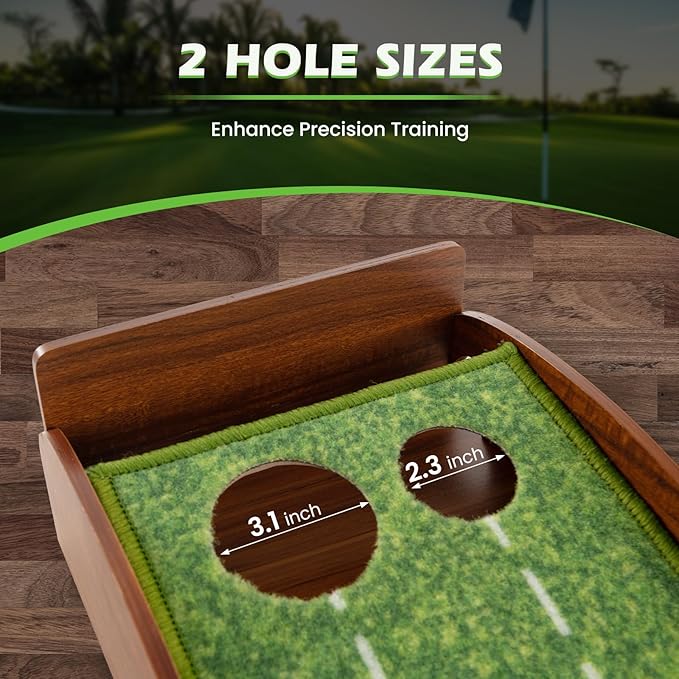 ULTIMATE Indoor/Outdoor Golf Putting Mat, Golf Putting Green w/Automatic Ball Return System, Putter Alignment Guides for Training & Practicing, Golf Practice Equipment for Home & Office